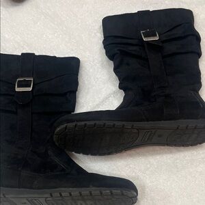 Black Suede Mid-Calf Women's Boots